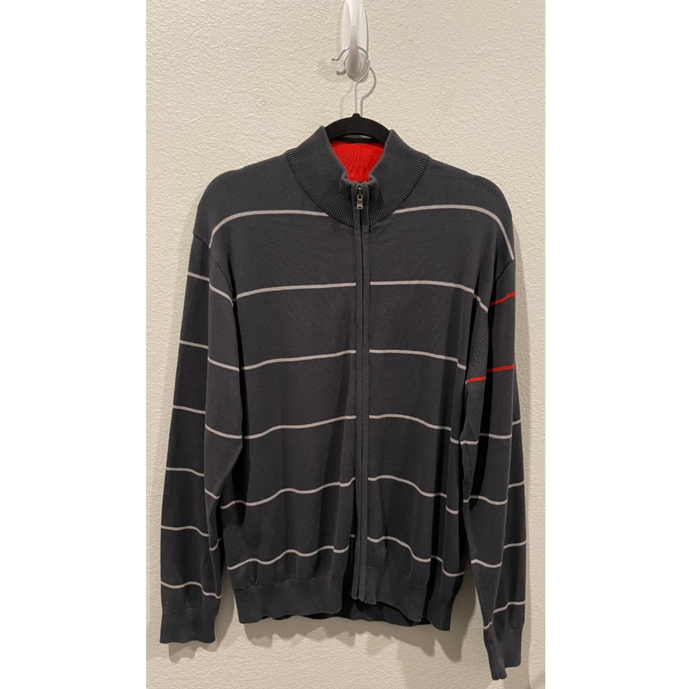 CUTTER & BUCK Grey White Striped Full Zip Jacket - Picture 1 of 4
